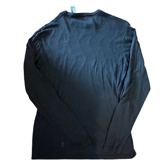 Claiborne Men's Sz L Silk-spun Crew Neck Black Sweater w vertical pinstripe - Picture 2 of 5